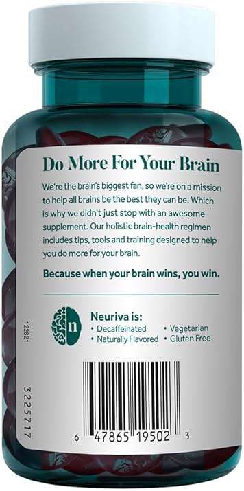 NEURIVA Plus Brain Supplements for Memory and Focus, Clinically Tested Nootropics Neurofactor and Phosphatidylserine with Vitamin B12, Vitamin B6, 50 Count Strawberry Gummies - Image 4