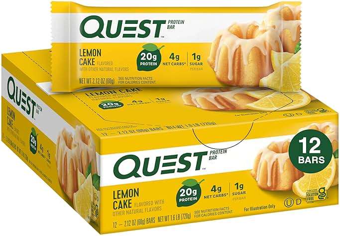 Quest Nutrition Lemon Cake Protein Bars, High Protein, Low Carb, Gluten Free, Keto Friendly, 12 Count (Pack of 1) - Image 1