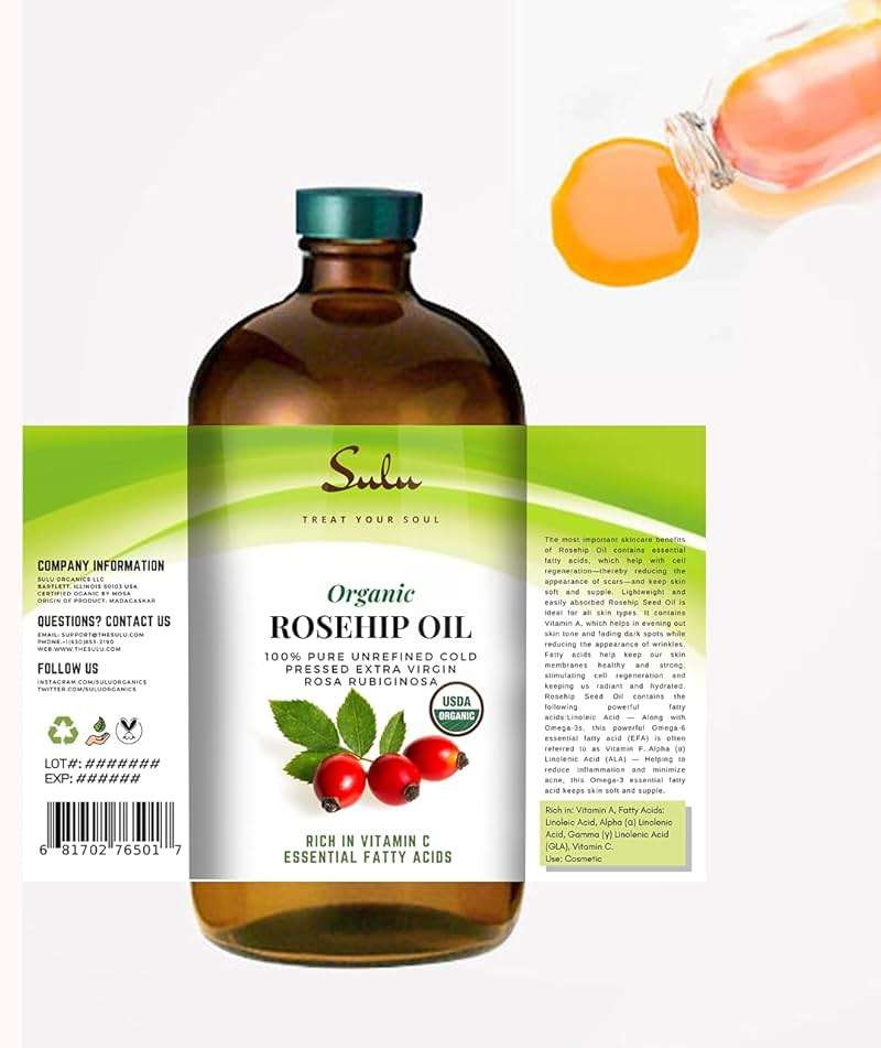 SULU ORGANICS 64 FL.OZ- 100% Pure Certified Organic Unrefined Extra Virgin Rosehip Oil - Image 2