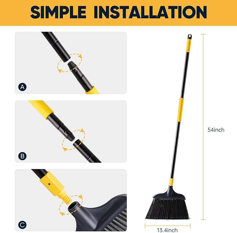 Yocada Heavy-Duty Broom Outdoor Commercial for Courtyard Garage Lobby Mall Market Floor Home Kitchen Room Office Pet Hair Rubbish 54Inch - Image 2