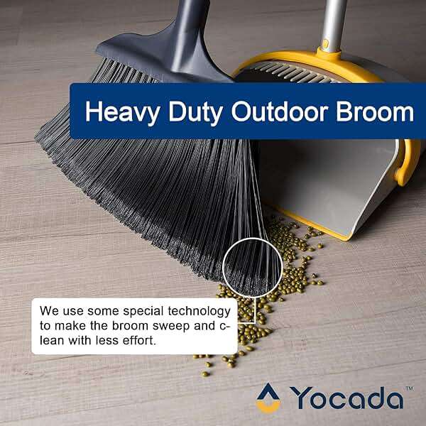 Yocada Heavy-Duty Broom Outdoor Commercial for Courtyard Garage Lobby Mall Market Floor Home Kitchen Room Office Pet Hair Rubbish 54Inch - Image 4