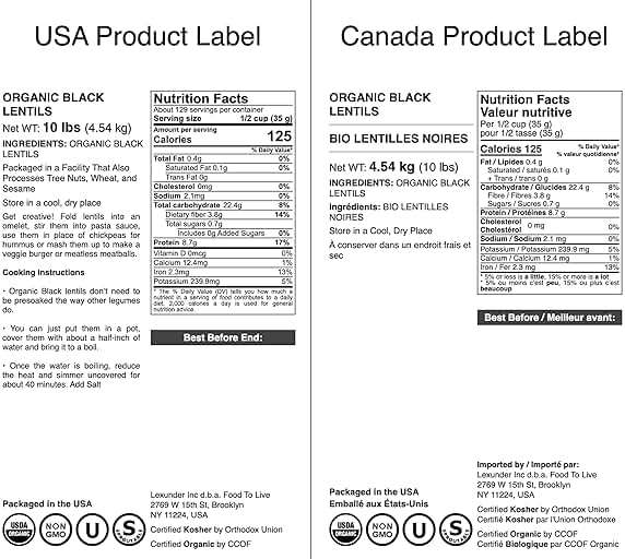 Food to Live Organic Black Lentils, 10 Pounds – Non-GMO, Whole Dry Pulses, Raw, Sproutable, Kosher, Vegan, Bulk Legumes, Black Masoor Daal. Rich in Thiamin, Folate, Protein. Great for Tacos, Soups - Image 3