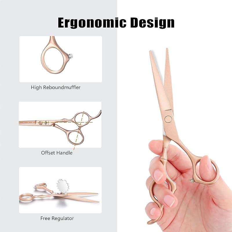 PURPLEBIRD Hair Cutting Scissors Thinning Shear Set Professional Barber 6 inch Texturizing Blending Shear Razor Edge Haircut Styling Kit for Men, Women, and Kids, Japanese Stainless Steel, Rose Gold - Image 3