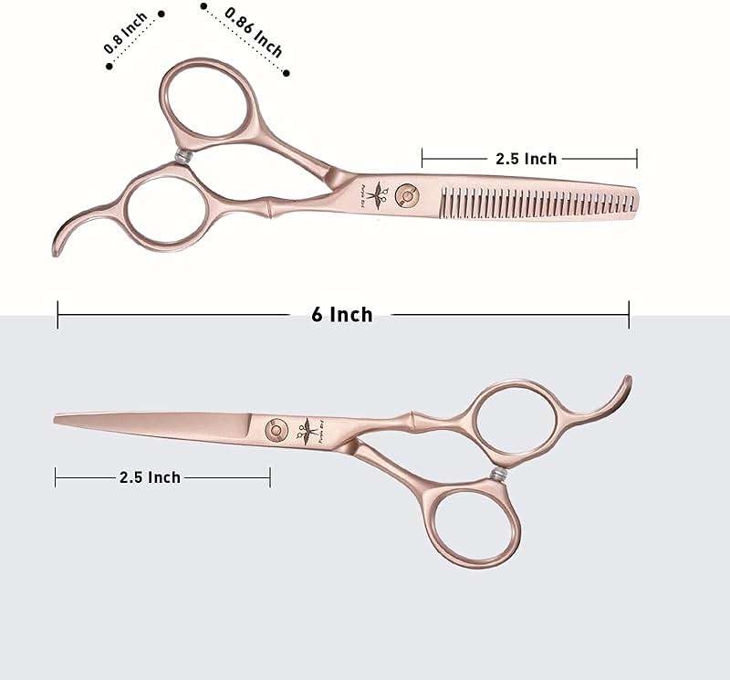 PURPLEBIRD Hair Cutting Scissors Thinning Shear Set Professional Barber 6 inch Texturizing Blending Shear Razor Edge Haircut Styling Kit for Men, Women, and Kids, Japanese Stainless Steel, Rose Gold - Image 4
