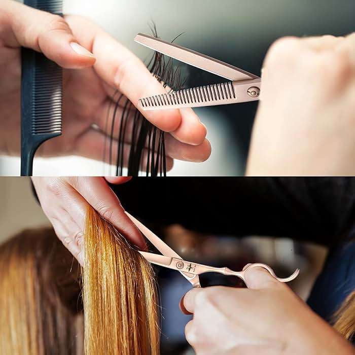 PURPLEBIRD Hair Cutting Scissors Thinning Shear Set Professional Barber 6 inch Texturizing Blending Shear Razor Edge Haircut Styling Kit for Men, Women, and Kids, Japanese Stainless Steel, Rose Gold - Image 5