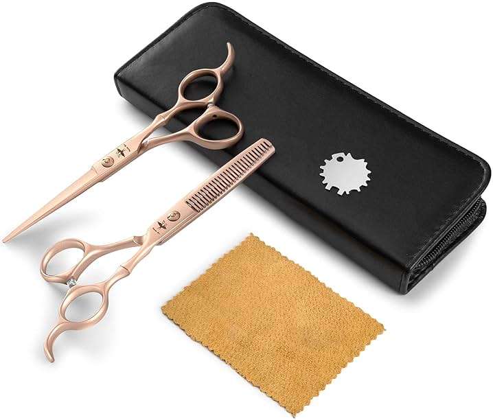 PURPLEBIRD Hair Cutting Scissors Thinning Shear Set Professional Barber 6 inch Texturizing Blending Shear Razor Edge Haircut Styling Kit for Men, Women, and Kids, Japanese Stainless Steel, Rose Gold - Image 6