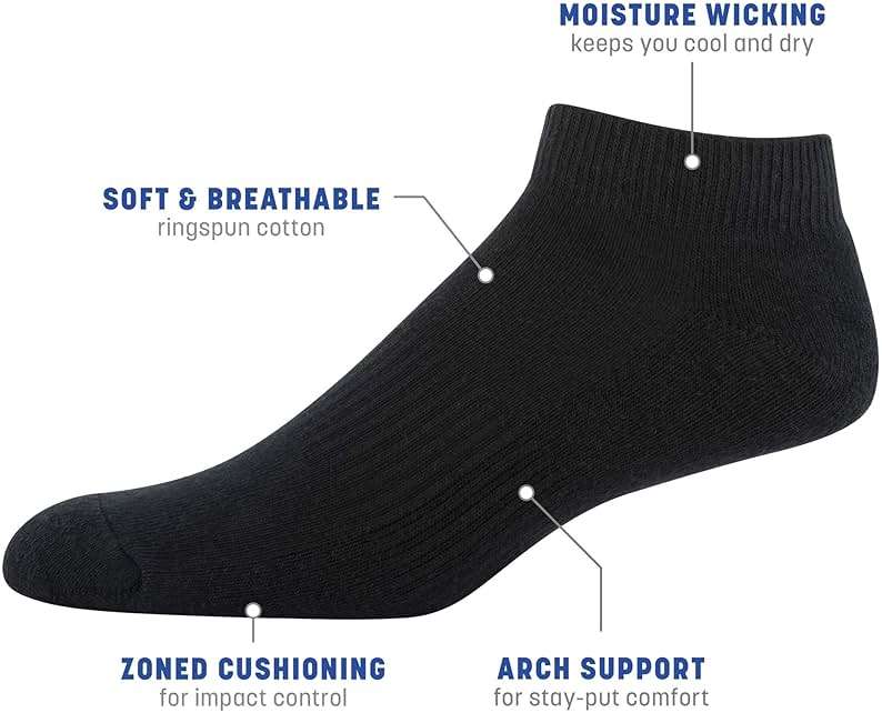 Gildan Men's Active Cotton Low Cut Socks (10-Pairs) - Image 2