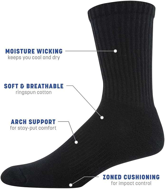 Gildan Men's Active Cotton Crew Socks (10-Pack) - Image 2