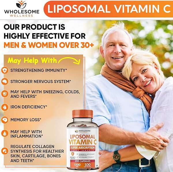 Wholesome Wellness Liposomal Vitamin C Capsules (200 Pills 1500mg Buffered) High Absorption, Immune System & Collagen Booster, High Dose Fat Soluble Immunity Support Ascorbic Acid, Natural Vegan - Image 3