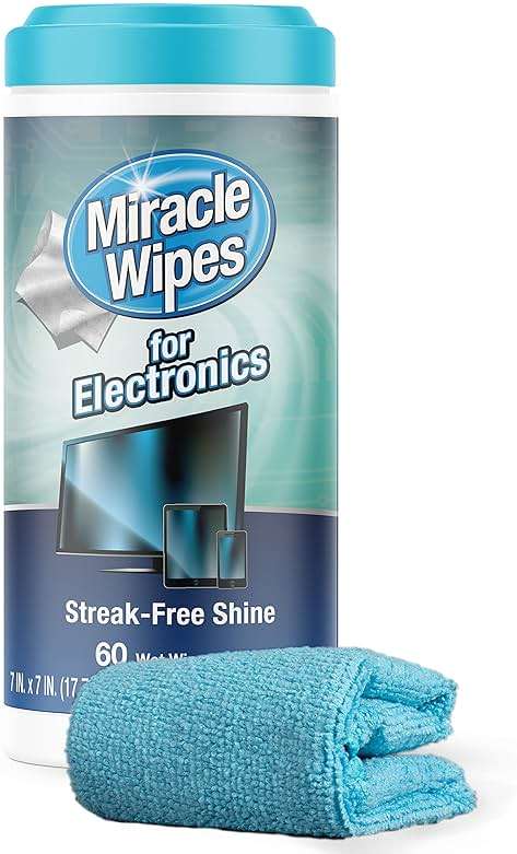 MiracleWipes for Electronics Cleaning - Screen Wipes Designed for TV, Phones, Monitors and More - Includes Microfiber Towel - (60 Count) - Image 1