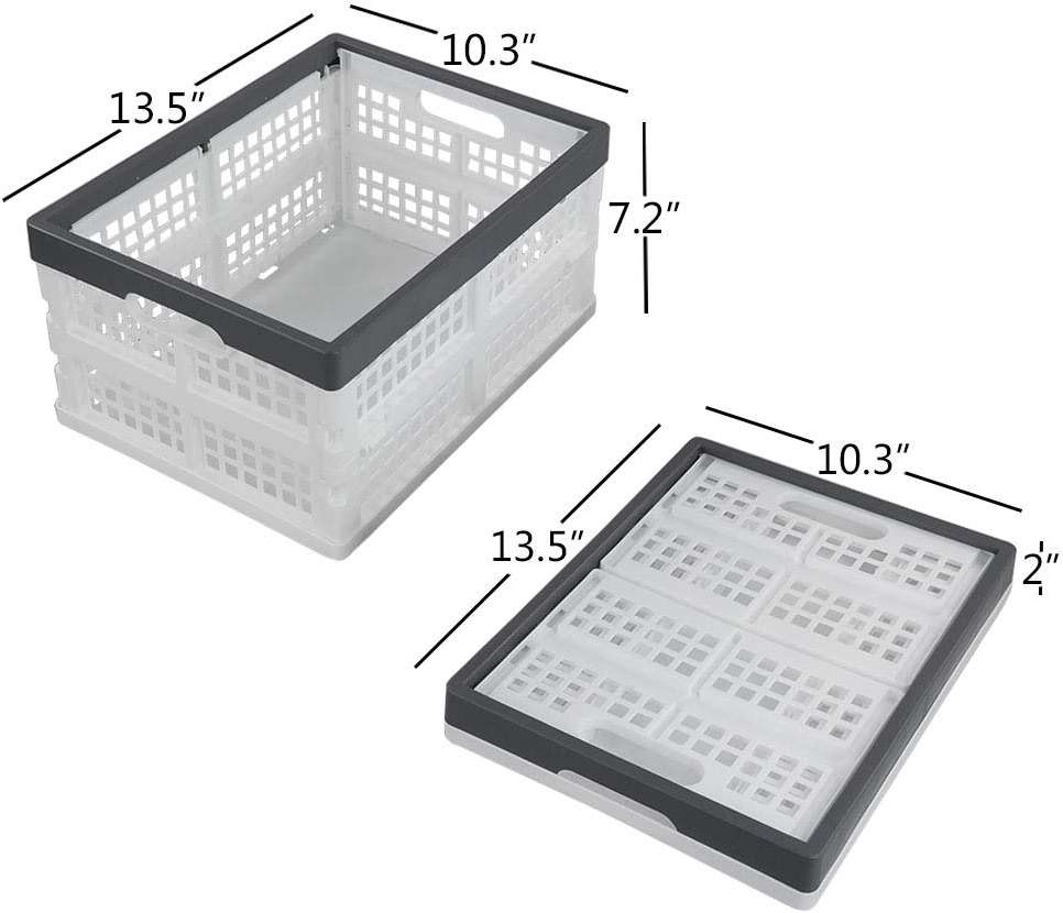 Teyyvn 4-Pack Collapsible Milk Crates, 15L Plastic Stackable Storage Bins Utility Folding Baskets - Image 3