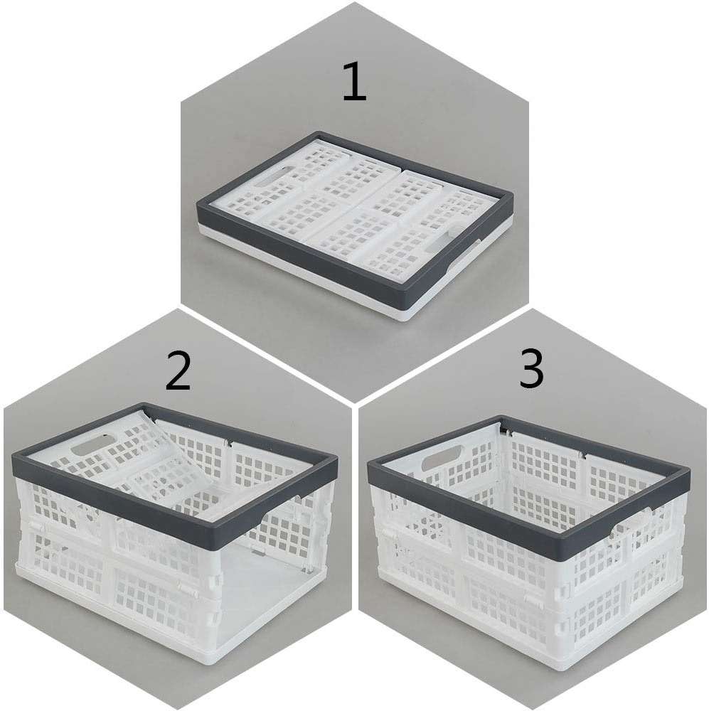 Teyyvn 4-Pack Collapsible Milk Crates, 15L Plastic Stackable Storage Bins Utility Folding Baskets - Image 4