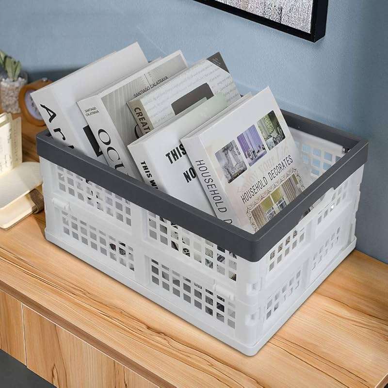 Teyyvn 4-Pack Collapsible Milk Crates, 15L Plastic Stackable Storage Bins Utility Folding Baskets - Image 6