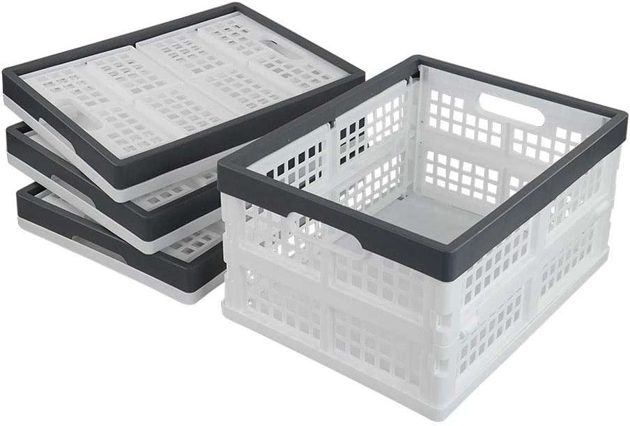 Teyyvn 4-Pack Collapsible Milk Crates, 15L Plastic Stackable Storage Bins Utility Folding Baskets - Image 7