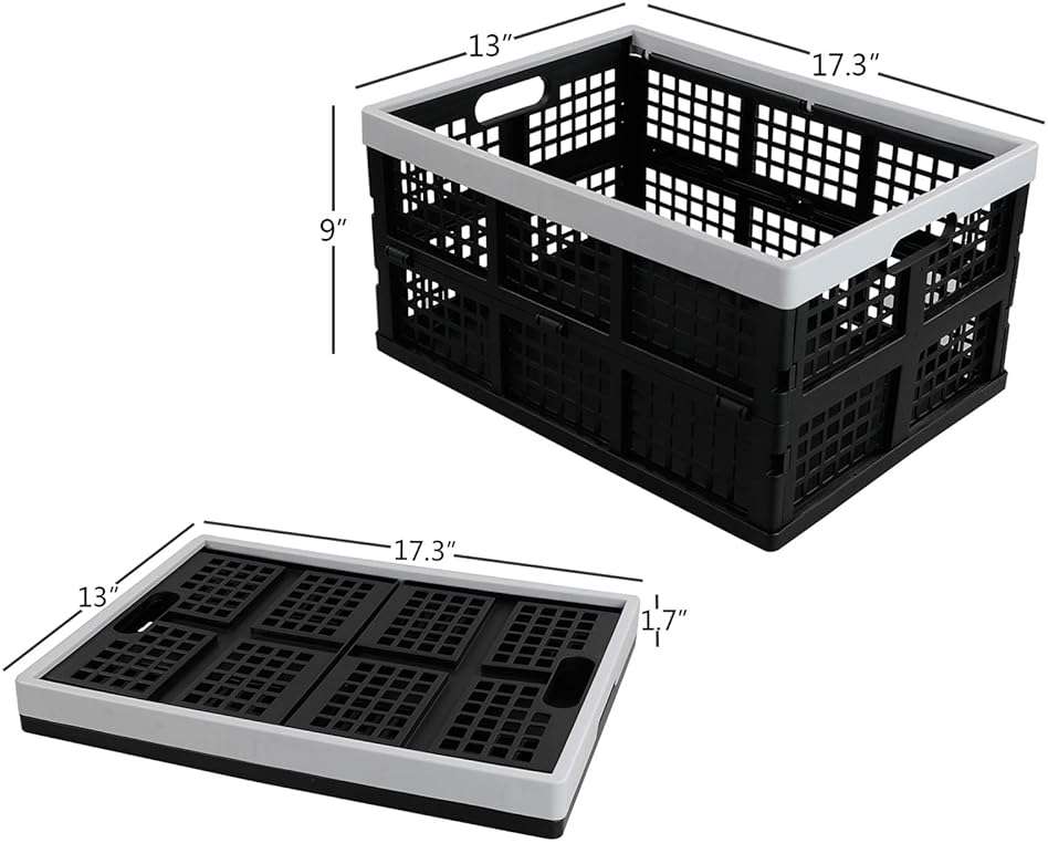 Kekow 30 L Black Plastic Collapsible Storage Basket, 3-Pack Folding Crates Storage - Image 3