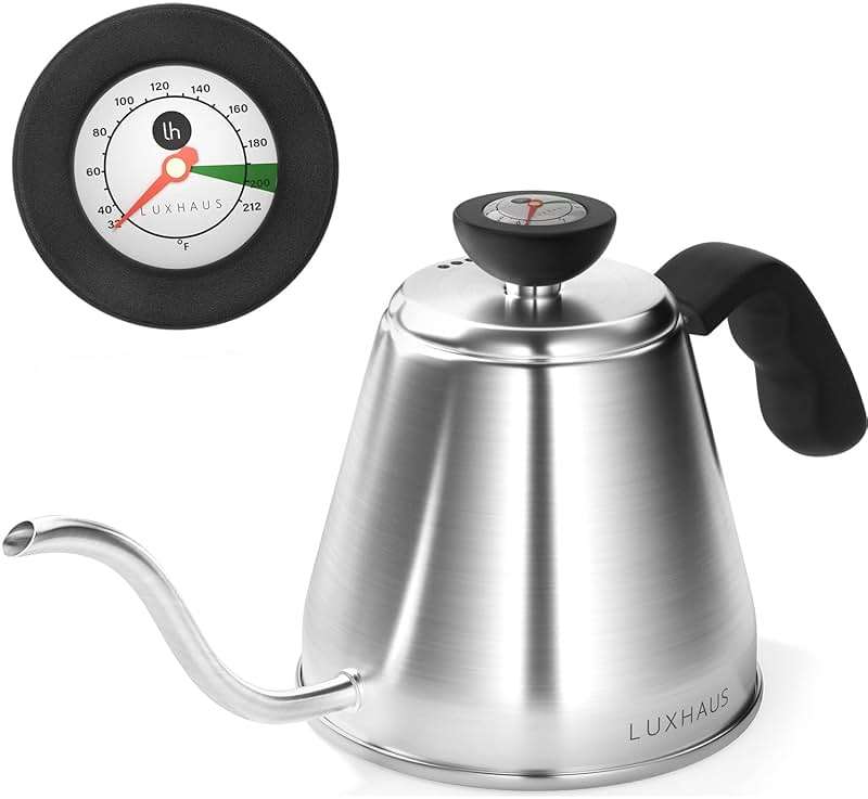 LuxHaus Pour Over Kettle - Gooseneck Kettle With Thermometer - Coffee and Tea Maker for Stovetop - 40oz - Image 1