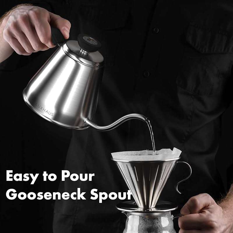 LuxHaus Pour Over Kettle - Gooseneck Kettle With Thermometer - Coffee and Tea Maker for Stovetop - 40oz - Image 4
