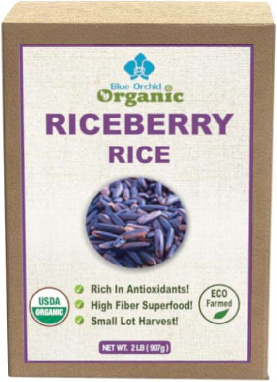 Organic Riceberry Rice 2 LB - Purple Thai Black Jasmine Whole Grain - Gluten Free High Fiber Superfood - Non-GMO Antioxidant Rich - Premium Gourmet Cooking Rice - Image 1