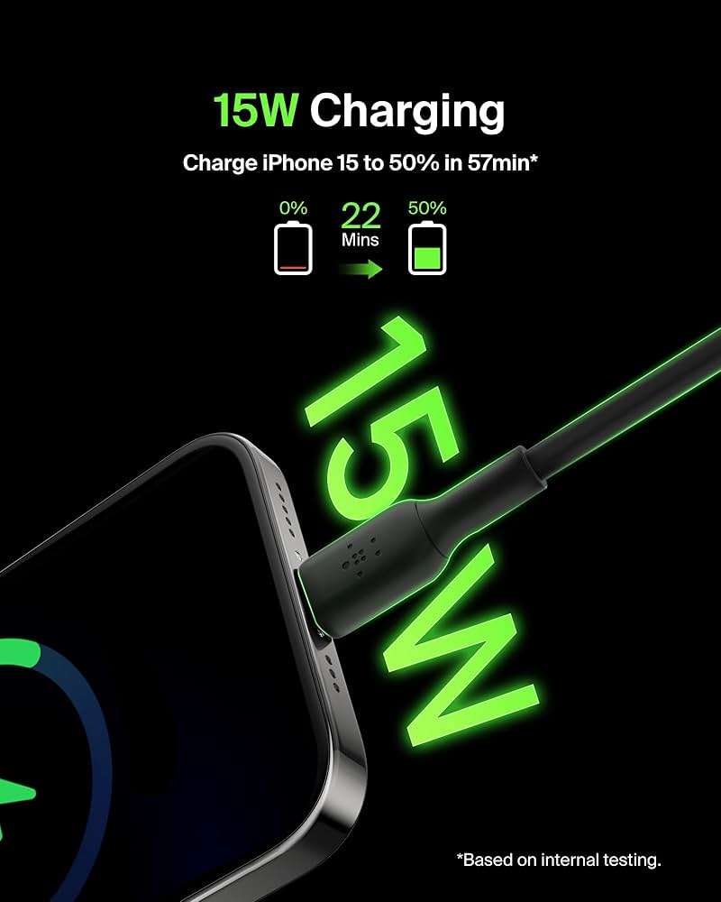 Belkin USB A to USB C Cable, 6.6ft, 15W - Type C Charger, iPhone Charger Cord for iPhone 16 & 15, Galaxy S25, Pixel 9, iPad Pro, Airpods Pro, Switch, CarPlay & More - Black - Image 2