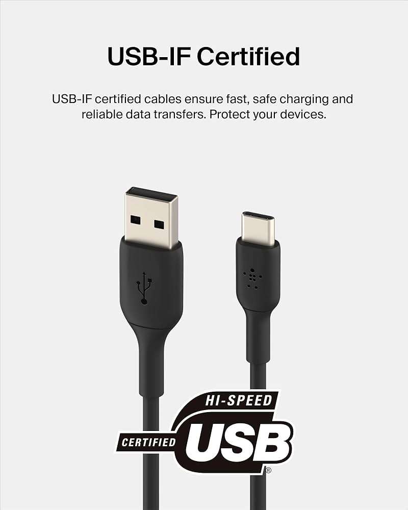 Belkin USB A to USB C Cable, 6.6ft, 15W - Type C Charger, iPhone Charger Cord for iPhone 16 & 15, Galaxy S25, Pixel 9, iPad Pro, Airpods Pro, Switch, CarPlay & More - Black - Image 3