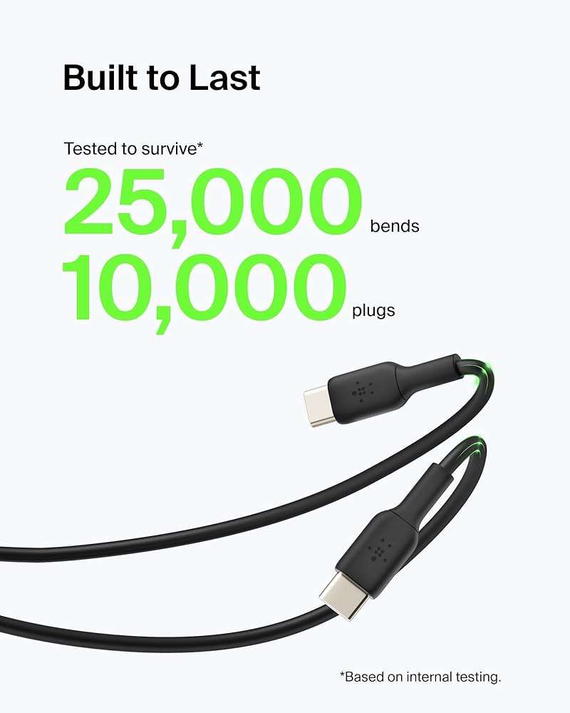 Belkin USB A to USB C Cable, 6.6ft, 15W - Type C Charger, iPhone Charger Cord for iPhone 16 & 15, Galaxy S25, Pixel 9, iPad Pro, Airpods Pro, Switch, CarPlay & More - Black - Image 4