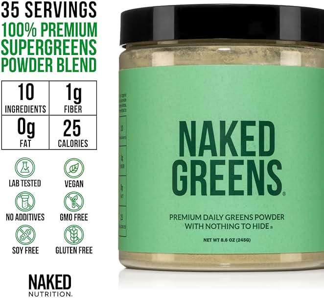 NAKED Super Greens Powder Organic Greens Supplement - Only 10 Premium Ingredients - Vegan, Non-GMO, Prebiotic and Probiotic - 35 Servings - Image 2
