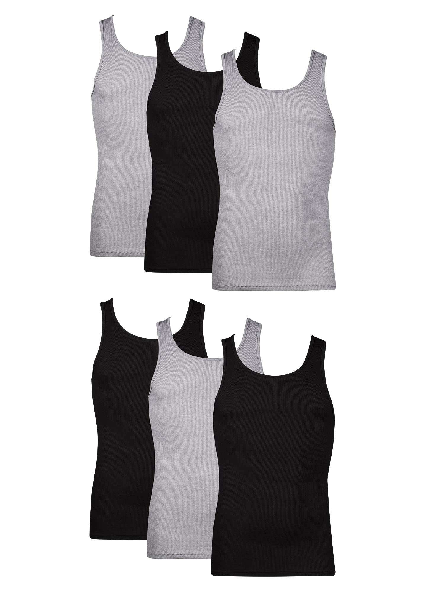 Hanes Men's Tank Undershirt Pack, Cotton Tank Undershirt, Moisture-Wicking, Breathable, White or Grey/Black, Multi-Pack - Image 1
