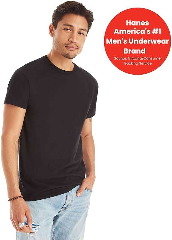 Hanes Men's Undershirt Packs, Stay-Tucked Soft Cotton Undershirts, Best Undershirts for Men, White/Black/Asstd Multipacks - Image 2