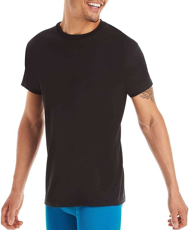 Hanes Men's Undershirt Packs, Stay-Tucked Soft Cotton Undershirts, Best Undershirts for Men, White/Black/Asstd Multipacks - Image 4
