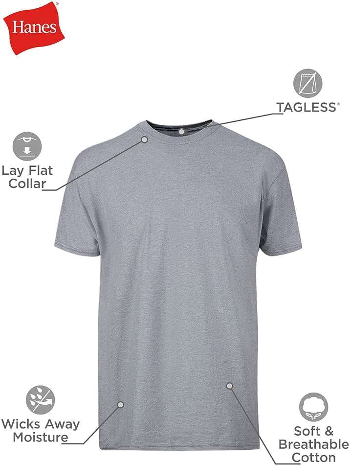 Hanes Men's Undershirt Packs, Stay-Tucked Soft Cotton Undershirts, Best Undershirts for Men, White/Black/Asstd Multipacks - Image 5