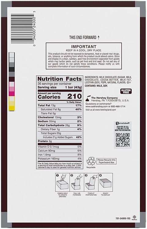 HERSHEY'S Milk Chocolate Candy Bars, 1.55 oz (36 Count) - Image 7