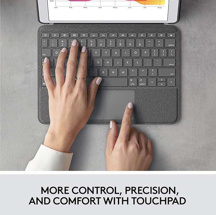 Logitech Combo Touch for iPad (7th, 8th and 9th Generation) Keyboard case with trackpad, Wireless Keyboard, Smart Connector Technology - Graphite - Image 2