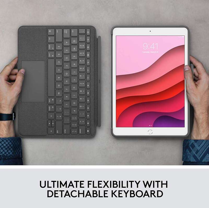 Logitech Combo Touch for iPad (7th, 8th and 9th Generation) Keyboard case with trackpad, Wireless Keyboard, Smart Connector Technology - Graphite - Image 6