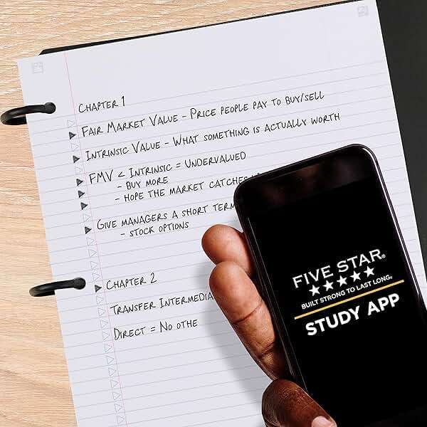 Five Star Flex Refillable Notebook + Study App, College Ruled Paper and 1-1/2 Inch TechLock Ring Binder with Pockets, Tabs and Dividers, 300 Sheet Capacity, Black (29324AA2) - Image 4