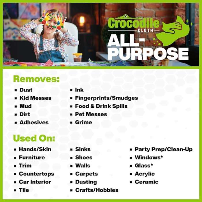 Crocodile Cloth All-Purpose Cleaning Wipes – 80 Count, 15"x10" Extra Large Plant-Based Disposable Cloths – Moist, Absorbent, Safe on Skin, Multi-Surface Use - Image 3