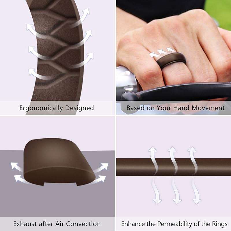 Forthee Silicone Wedding Ring for Men, Breathable Airflow Inner Curve, Mens' Rubber Wedding Engagement Bands for Crossfit Workout - Image 2