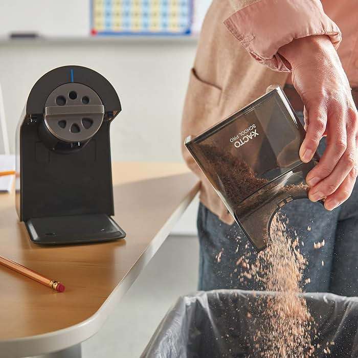 X-ACTO Pencil Sharpener, School Pro Electric Sharpener, Black, With Six Size Dial, XL Shavings Bin - Heavy Duty, Classroom Supplies - Image 9