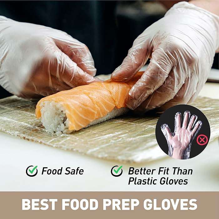 OKIAAS Disposable Gloves L, Food Safe| Latex-Free and Powder-Free Clear Vinyl Gloves for Cooking, Food Prep, Household Cleaning | Medium,100 Counts/Box - Image 3