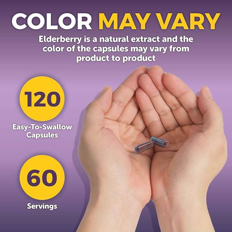 Viva Naturals Elderberry with Vitamin C and Zinc for Adults - 5 in 1 Sambucus Black Elderberry Capsules with Vitamin D3 5000 IU Immunity Supplement, Sambucus Elderberry Immune Support Supplement - Image 9