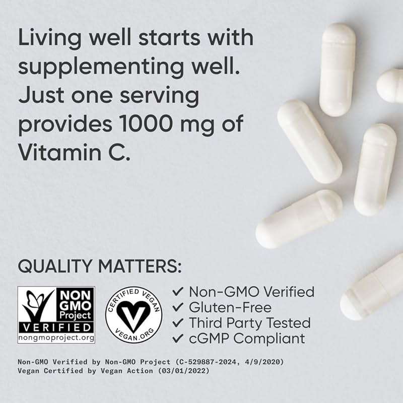 Sports Research® High Potency Vitamin C 1000mg, 240 Count Veggie Capsules | * Antioxidant Activity & Immune Support - Non-GMO Verified & Gluten Free - Ascorbic Acid Vitamin C, 240 Servings - Image 4