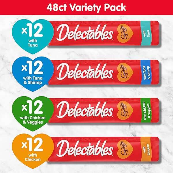 Delectables Squeeze Up Variety Pack, Creamy Squeezable Puree, Lickable Wet Cat Treats, Grain Free, No Added Fillers, No By-Products, No Added Preservatives, 0.5 Ounces Tube, 48 Tubes Total - Image 6
