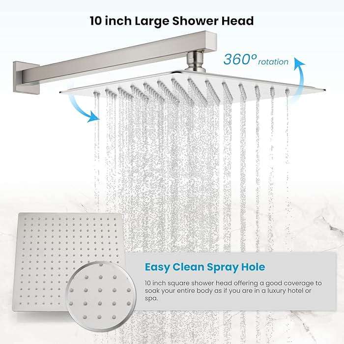 gotonovo Rainfall Shower Faucet Set System Shower Trim Kit with 10 Inch Rain Shower Head Bathroom Mixer Shower Complete Combo Single Handle Wall Mounted Female Thread Rough-in Valve Brushed Nickel - Image 4
