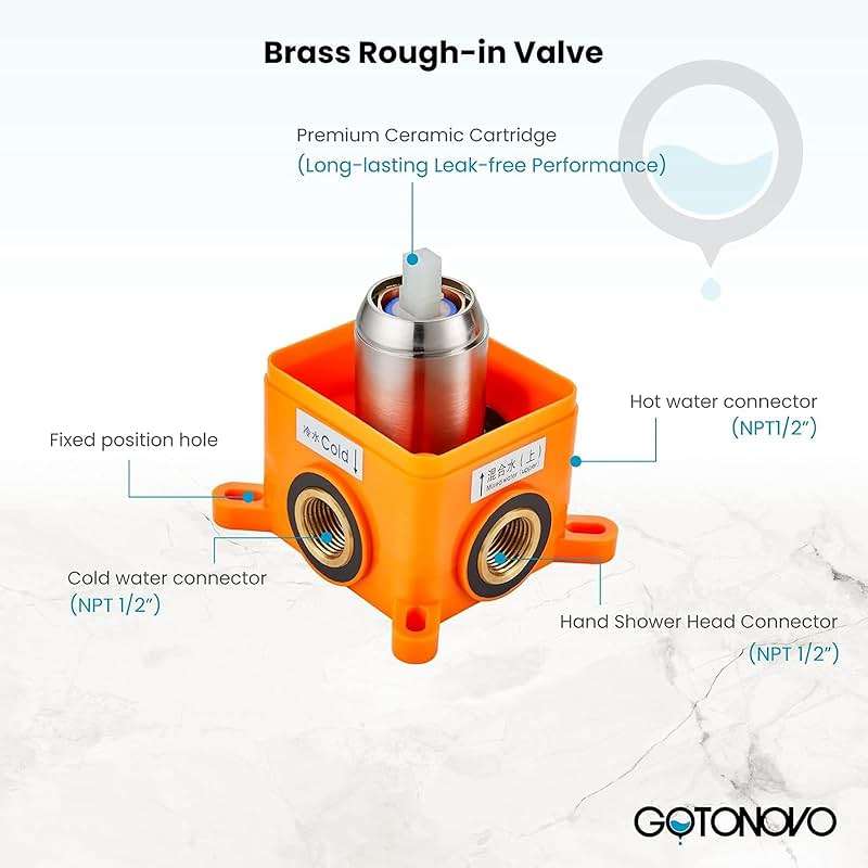 gotonovo Rainfall Shower Faucet Set System Shower Trim Kit with 10 Inch Rain Shower Head Bathroom Mixer Shower Complete Combo Single Handle Wall Mounted Female Thread Rough-in Valve Brushed Nickel - Image 6