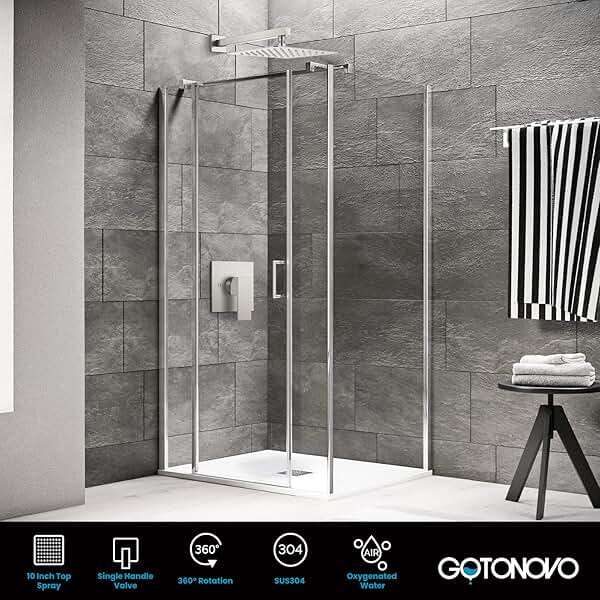 gotonovo Rainfall Shower Faucet Set System Shower Trim Kit with 10 Inch Rain Shower Head Bathroom Mixer Shower Complete Combo Single Handle Wall Mounted Female Thread Rough-in Valve Brushed Nickel - Image 8