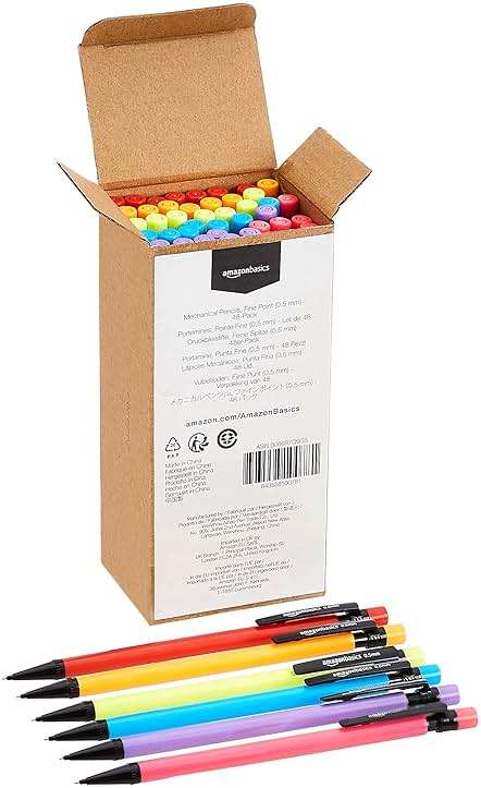 Amazon Basics Mechanical Pencils 0.7mm for Writing, Drawing, School and Office Supplies, with Eraser, Multicolor, 48-Pack - Image 6