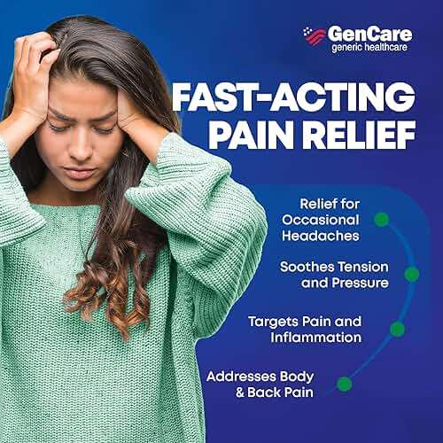 GenCare - Headache Relief Acetaminophen with Aspirin (NSAID) & Caffeine (300 Caplets) Value Pack | Head Pain, Muscle Aches, Back Pain & Body | Generic ExcedrEn Extra Strength - Image 4
