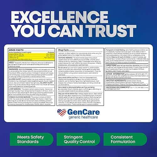GenCare - Headache Relief Acetaminophen with Aspirin (NSAID) & Caffeine (300 Caplets) Value Pack | Head Pain, Muscle Aches, Back Pain & Body | Generic ExcedrEn Extra Strength - Image 6