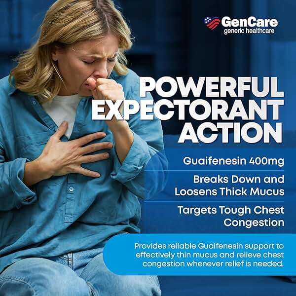GenCare Mucus Relief Expectorant Guaifenesin 400 mg 200 Tablets Value Pack - Fast Acting Thinning of Mucus for Colds, Chest Congestion, Flu, Coughing and Allergies - Image 3