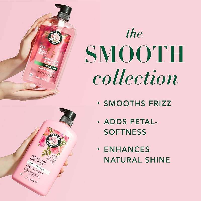 Herbal Essences Shampoo & Conditioner Set, Rose Hips - Smooth Collection, Paraben-Free, Color-Safe, Shiny Hair with Jojoba & Vitamin E, 29.2 Fl Oz Each, 2-Pack - Image 3