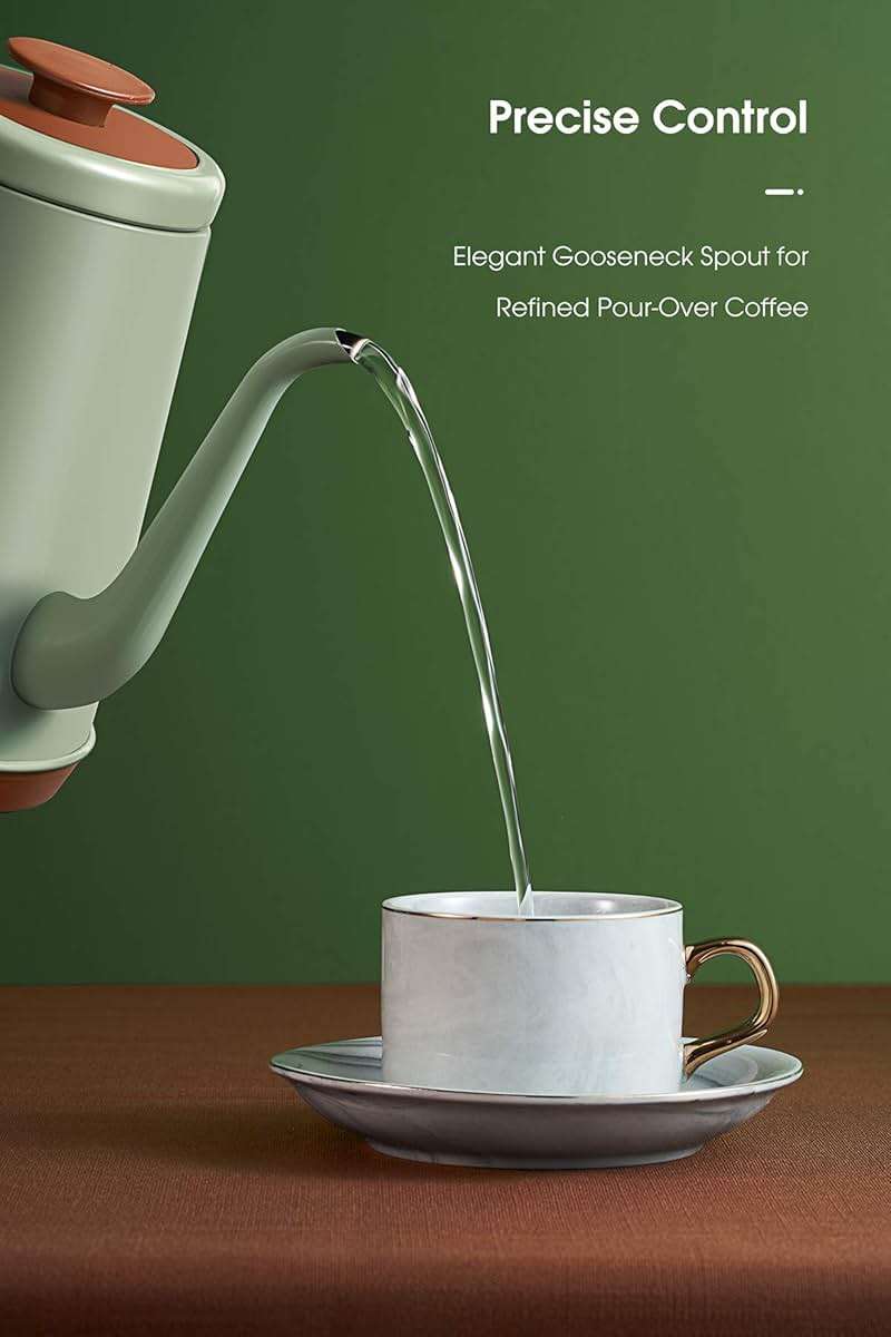 DmofwHi Gooseneck Electric Kettle(1.0L), 100% Stainless Steel BPA Free Classic Pour Over Coffee Kettle | Tea Kettle - Green - Image 3